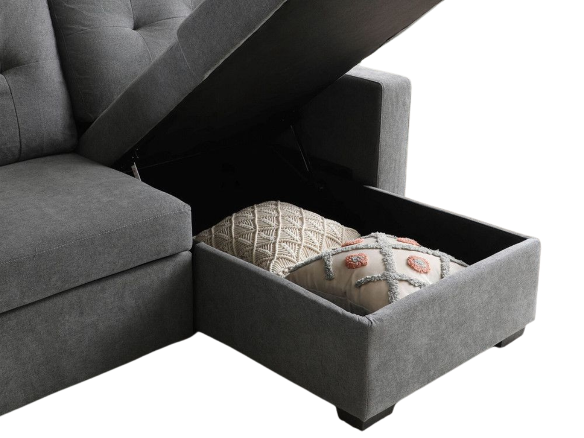Francesca L Shape Sofa Bed Grey With Storage