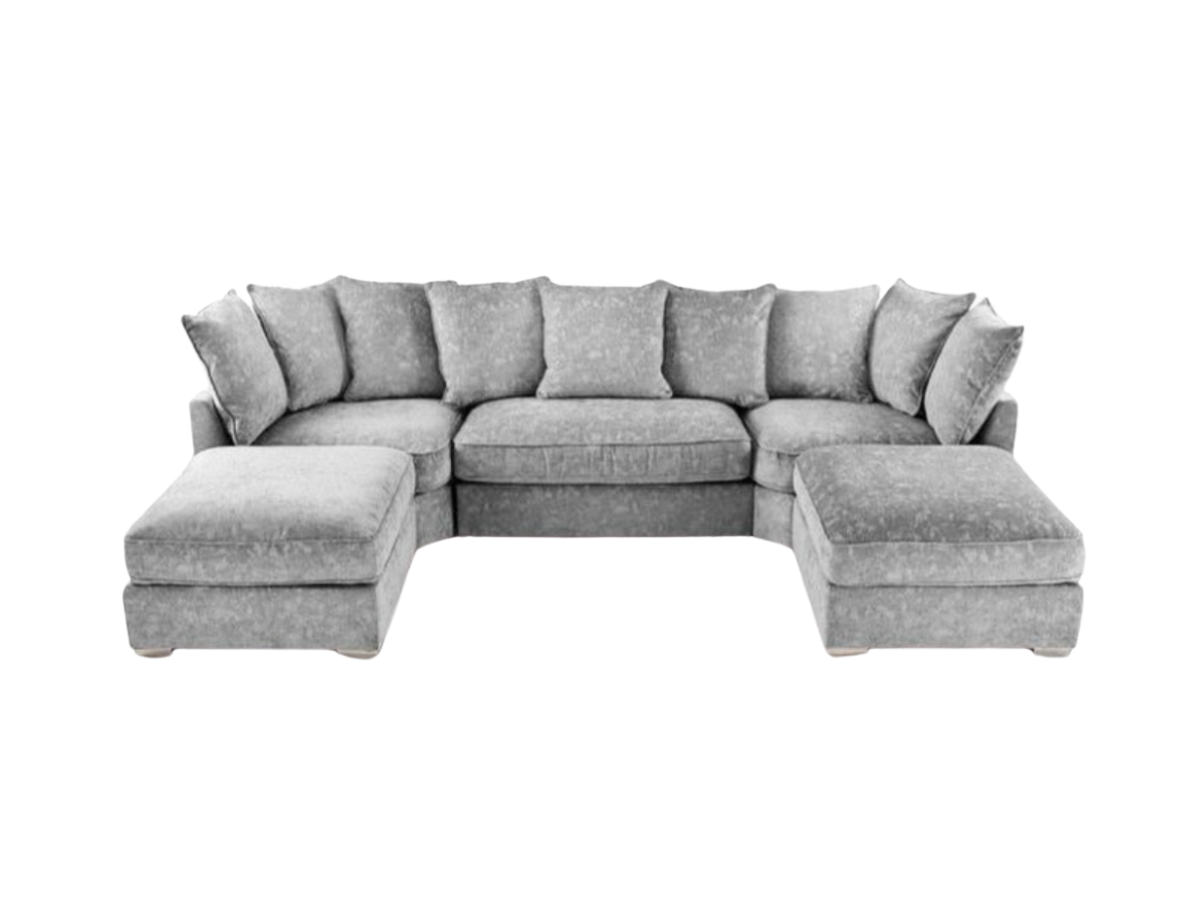 London U Shape Corner Silver Luxury Chenille