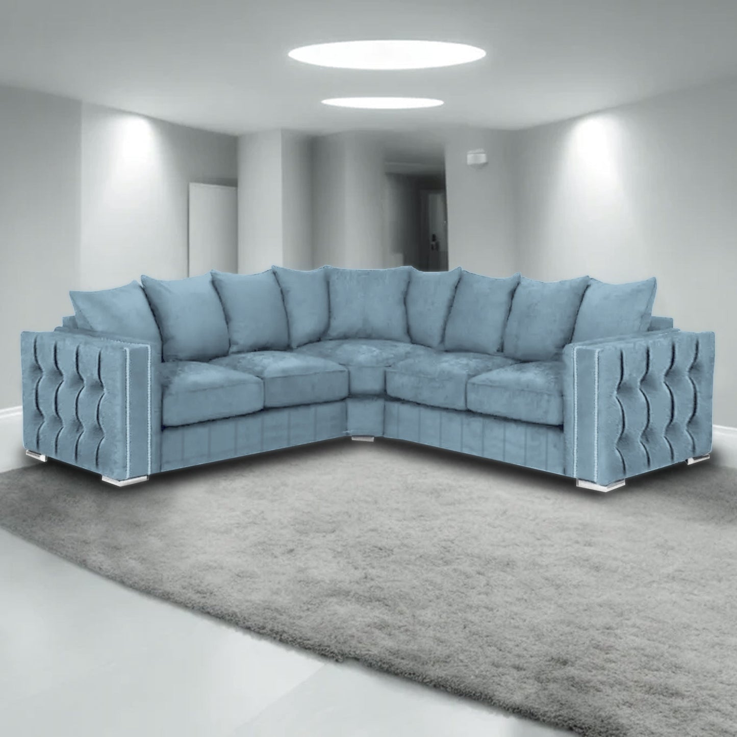 Maya Plush Velvet Sofa 5 Seater Wide Armrests Luxury Corner Sofa