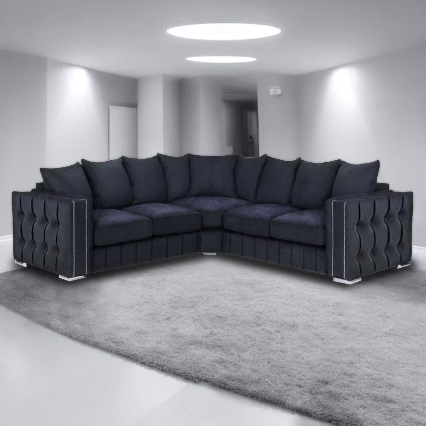 Maya Plush Velvet Sofa 5 Seater Wide Armrests Luxury Corner Sofa