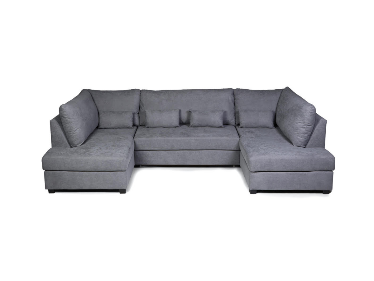 Deluxe Grey U Shape Sofa Bed With Storage Kensington Fabric