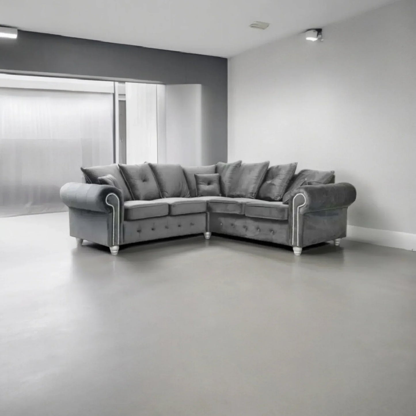 OLYMPIA PLUSH VELVET COMFORTABLE STYLISH CHESTERFIELD CORNER SOFA