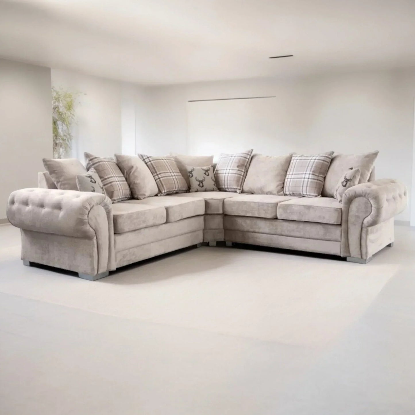 MODERN VERONA CHESTER FIELDS 5 SEATER LUXURIOUS FABRIC SOFA