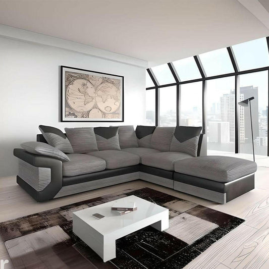 DINO CORNER SOFA GREY AND BLACK