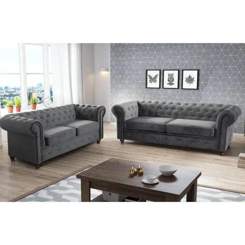 INFINITY CHESTERFIELD SOFA SET 3+2 SEATER GREY