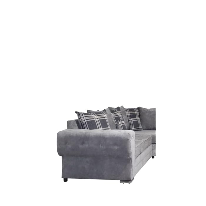 Dark Grey Suede Fabric U-Shape Sofa - 6  Seater