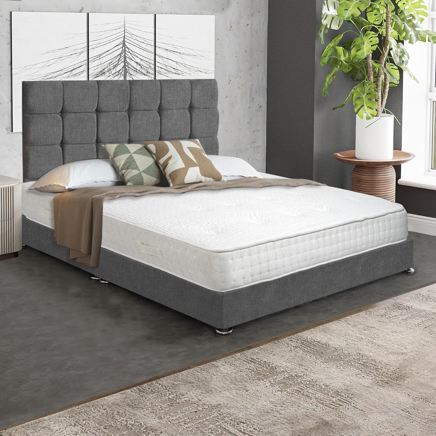 DIVAN BED CUBED HEADBOARD