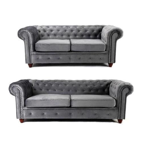 INFINITY CHESTERFIELD SOFA SET 3+2 SEATER GREY