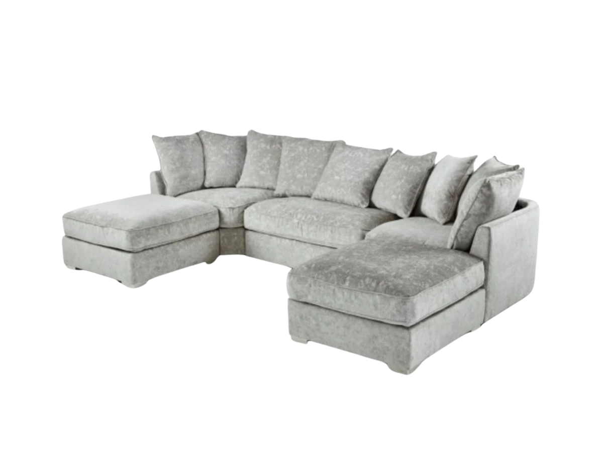 London U Shape Corner Silver Luxury Chenille