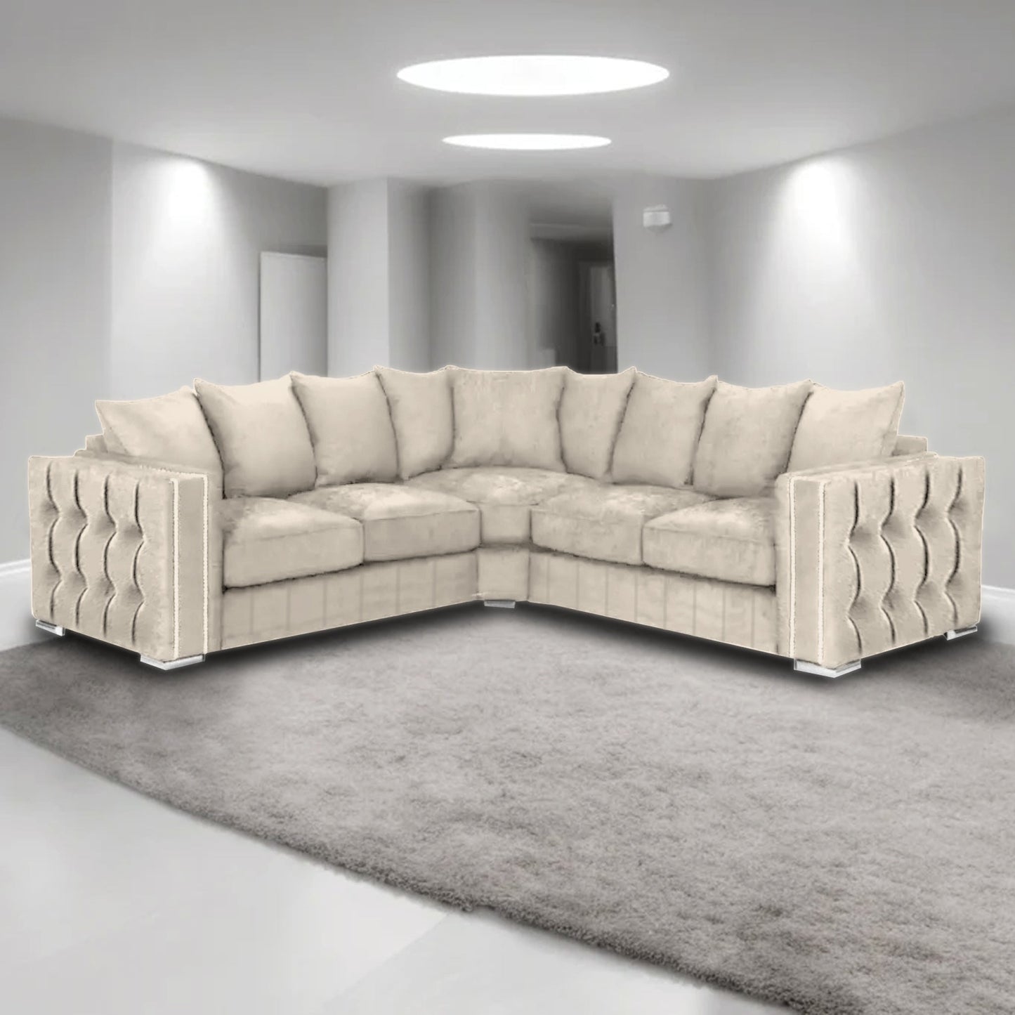 Maya Plush Velvet Sofa 5 Seater Wide Armrests Luxury Corner Sofa