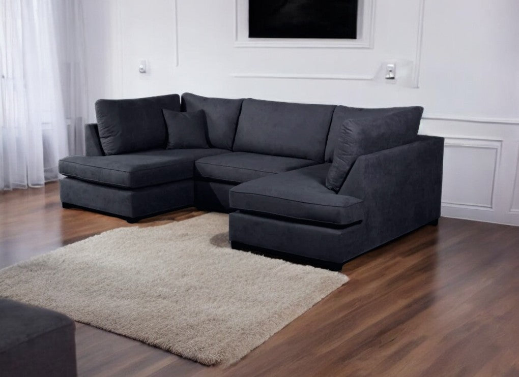 Savoy Full Back Small U Shape Corner Black + Footstool