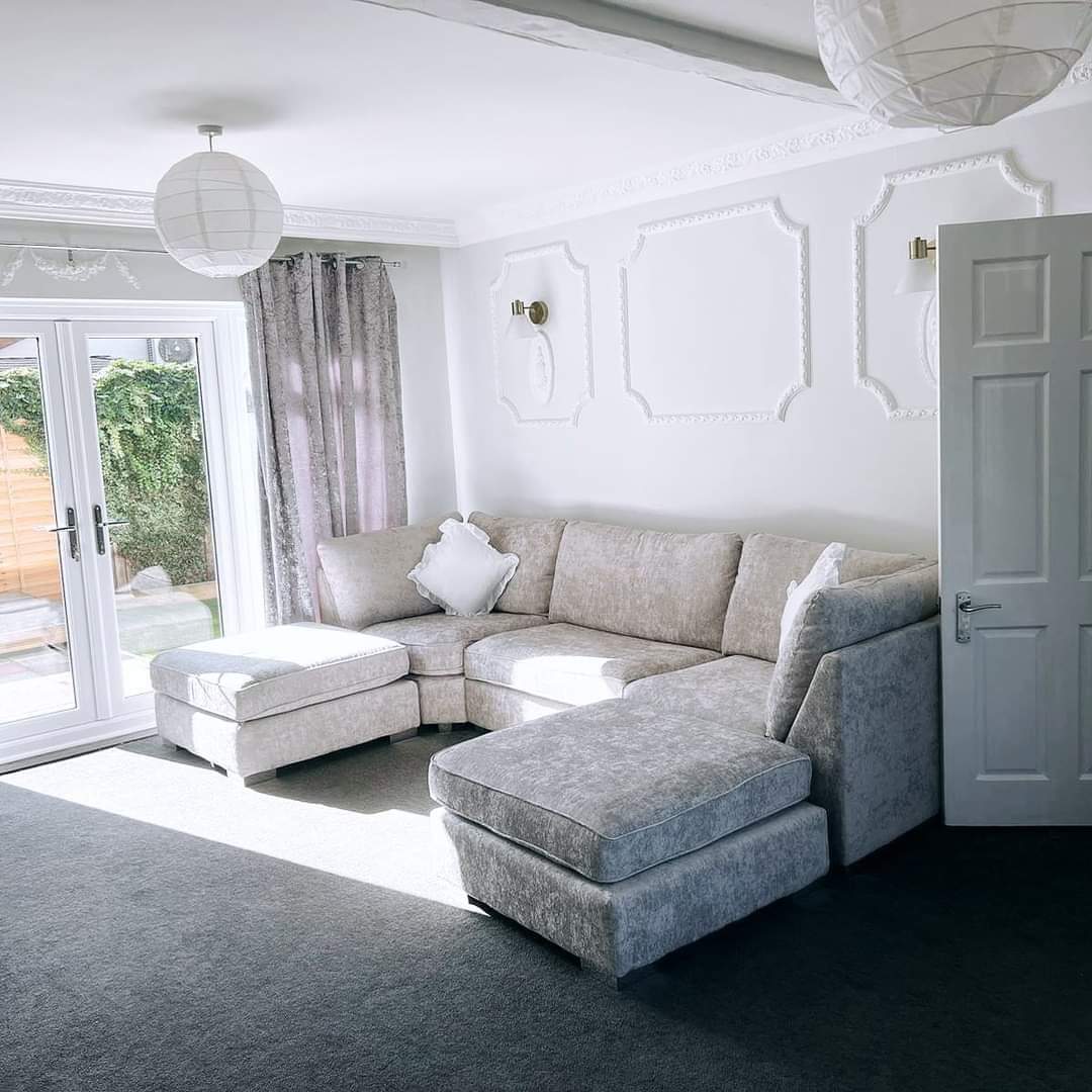 LARGE BISHOP U-SHAPE SOFA – SPACIOUS LUXURY WITH REMOVABLE STOOLS!