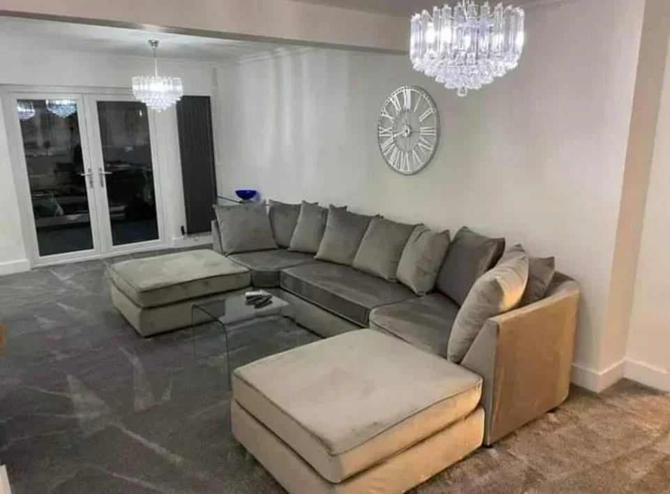 LARGE BISHOP U-SHAPE SOFA – SPACIOUS LUXURY WITH REMOVABLE STOOLS!