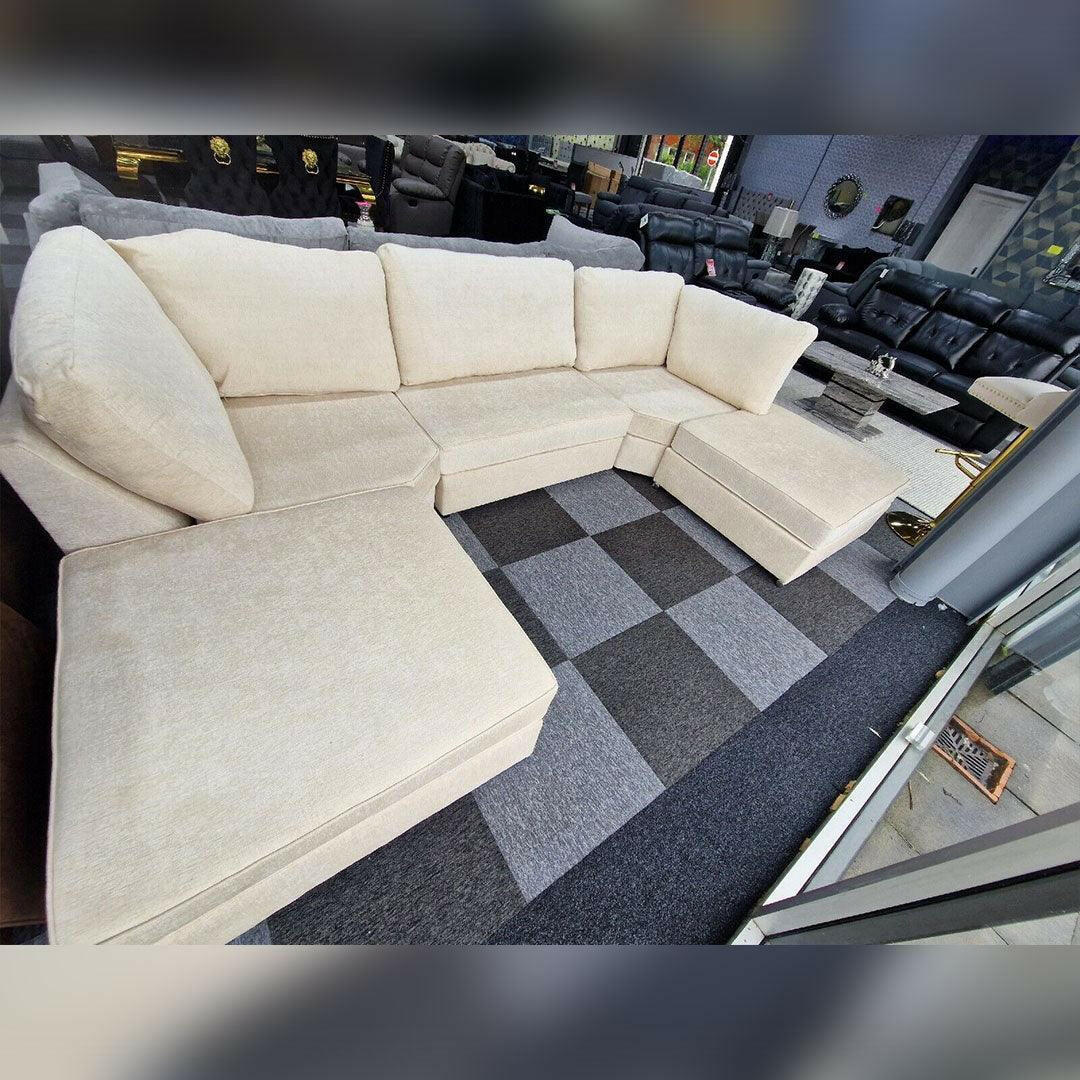 BISHOP U SHAPE SOFA HIGH BACK IN BLACK AND CREAM COLOUR