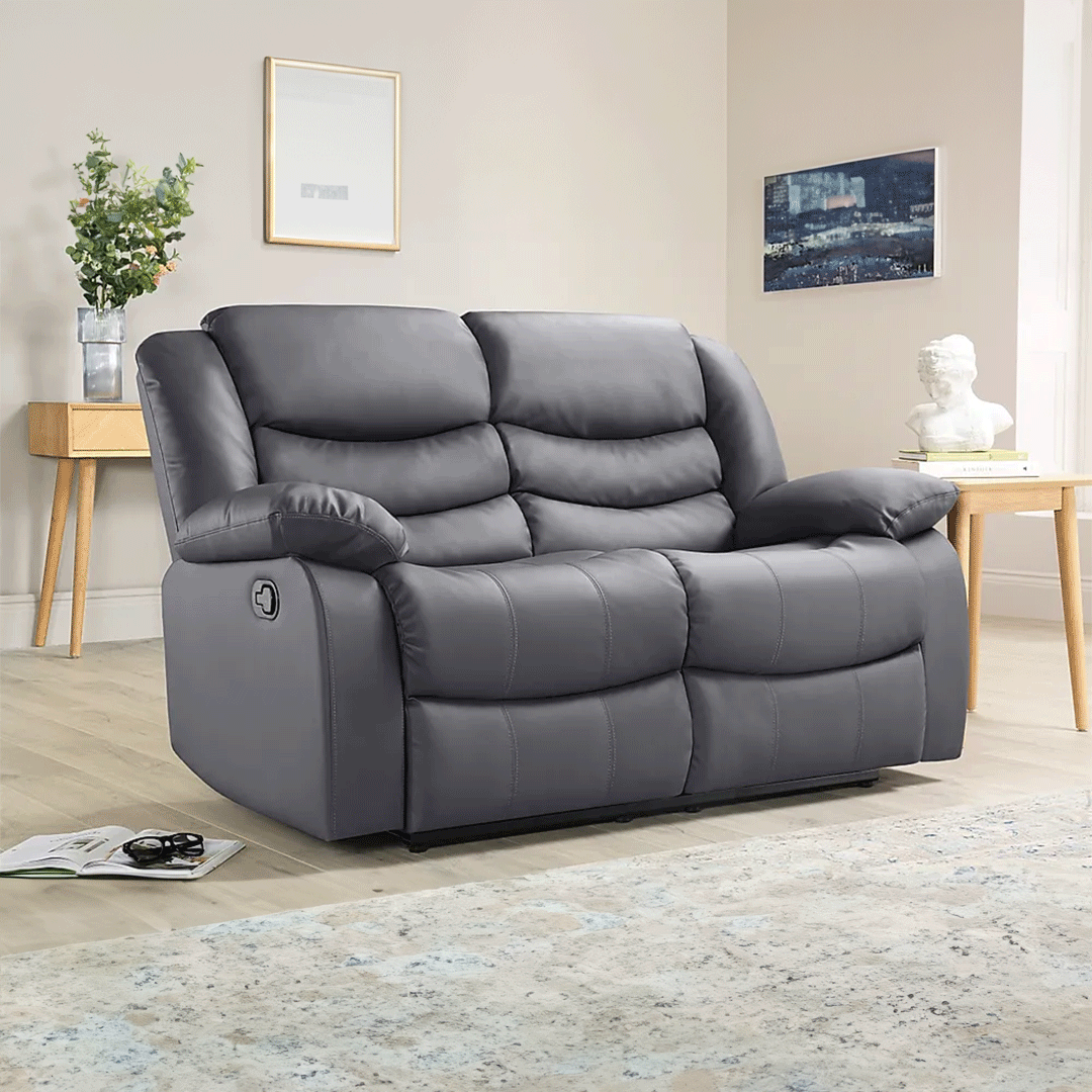 ROMA LEATHER RECLINER SOFA WITH CUPHOLDERS - 3+2 SEATER SOFA