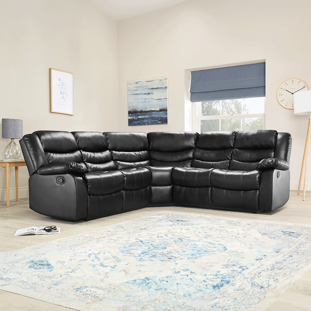 ROMA LEATHER RECLINER CORNER SOFA