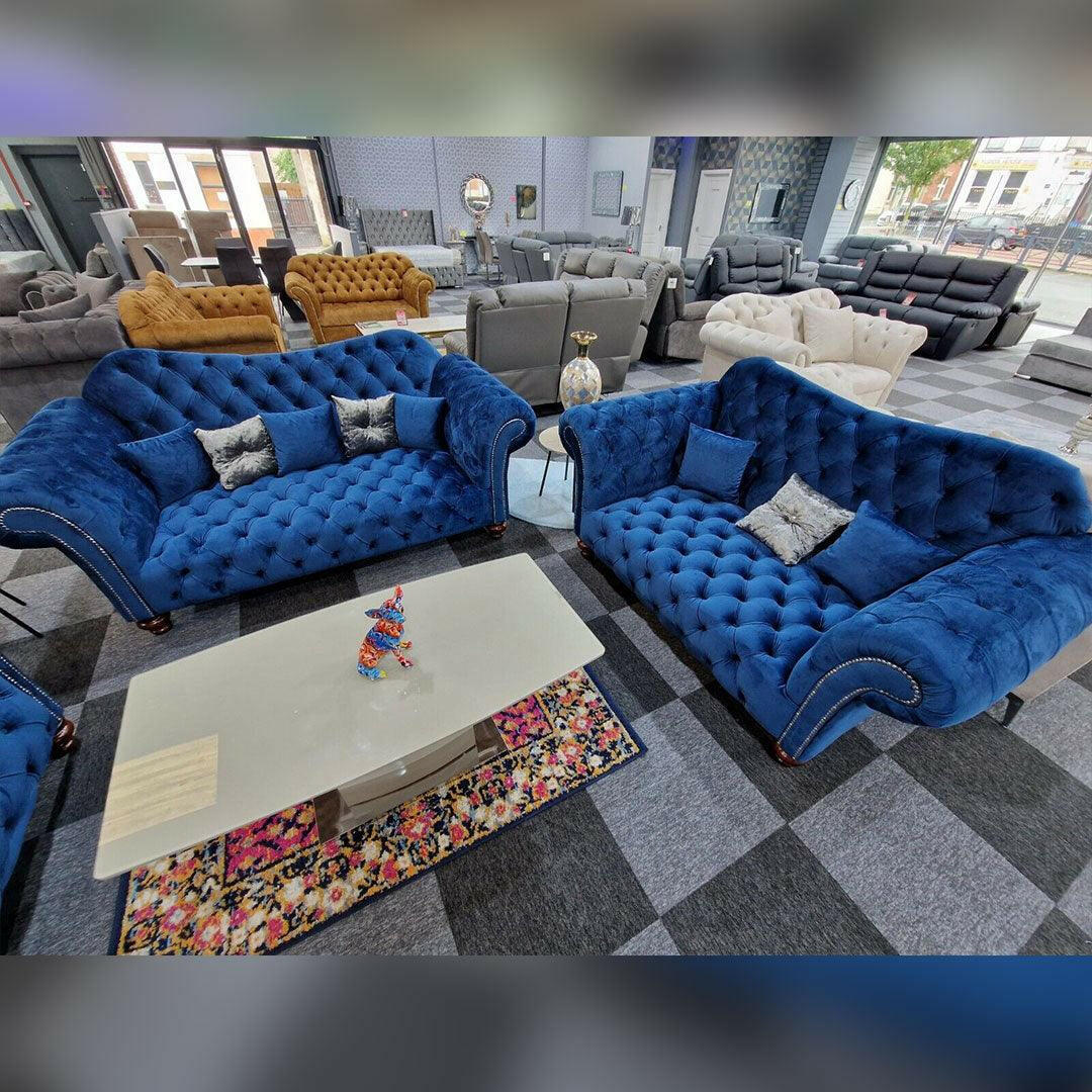 ELEGANCE CHESTERFIELD SOFA 3+2 BLUE