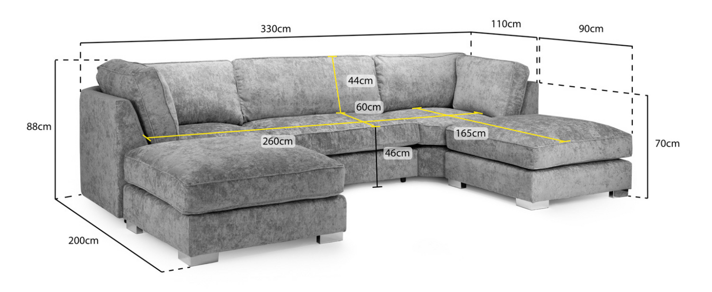 LARGE BISHOP U-SHAPE SOFA – SPACIOUS LUXURY WITH REMOVABLE STOOLS!
